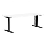 BURO SYNTRA HEIGHT ADJUSTABLE WHITE DESK 1500 X 750MM BLACK FRAME